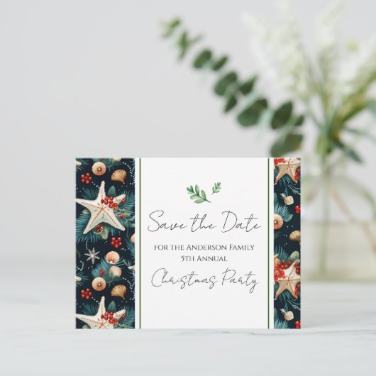 家族のクリスマス航海のパーティーの保存日付 ポストカード (スタンド正面)