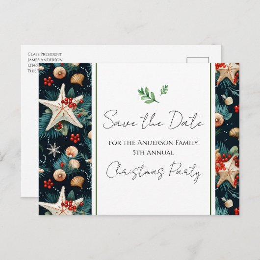 家族のクリスマス航海のパーティーの保存日付 ポストカード (正面/裏面)