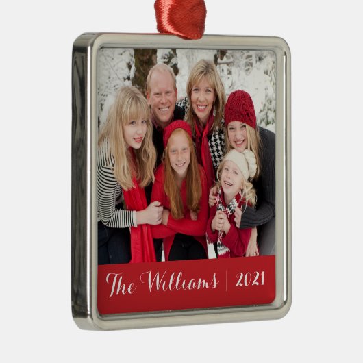 家族のクリスマス記念品 |写真カスタムと文字 メタルオーナメント (右)