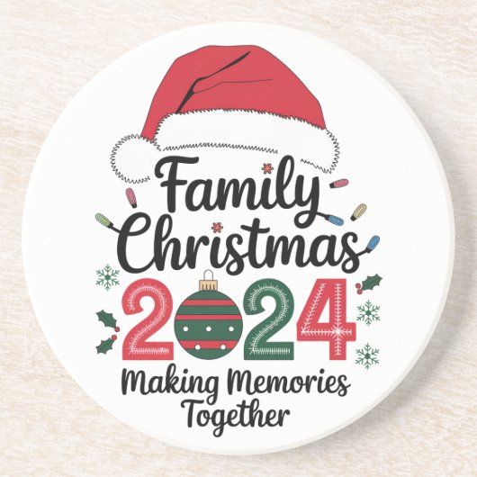 家族のクリスマス2024一緒に思い出を作る コースター (正面)