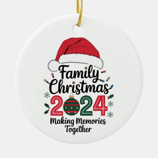 家族のクリスマス2024一緒に思い出を作る セラミックオーナメント (正面)