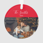 家族のクリスマス202Xのパーソナライズされた写真 オーナメント (裏面)