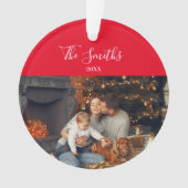 家族のクリスマス202Xのパーソナライズされた写真 オーナメント (正面)
