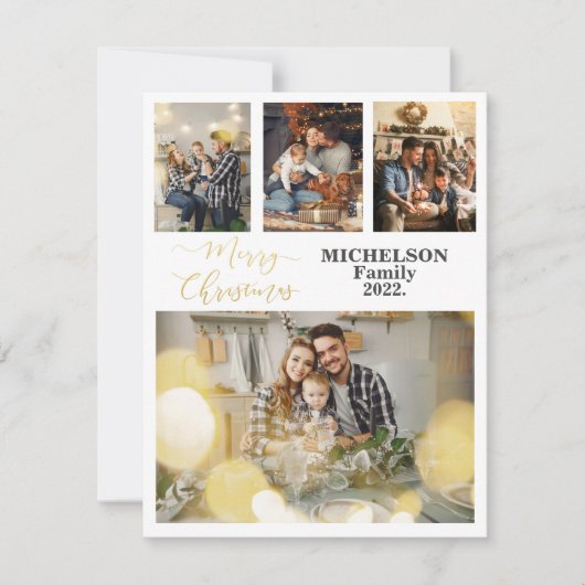 家族のクリスマス4フォトコラージュのグリーティングカード シーズンカード (正面)