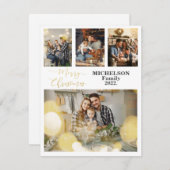 家族のクリスマス4フォトコラージュのグリーティングカード シーズンカード (正面/裏面)