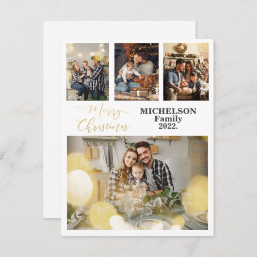 家族のクリスマス4フォトコラージュのグリーティングカード シーズンカード (正面/裏面)