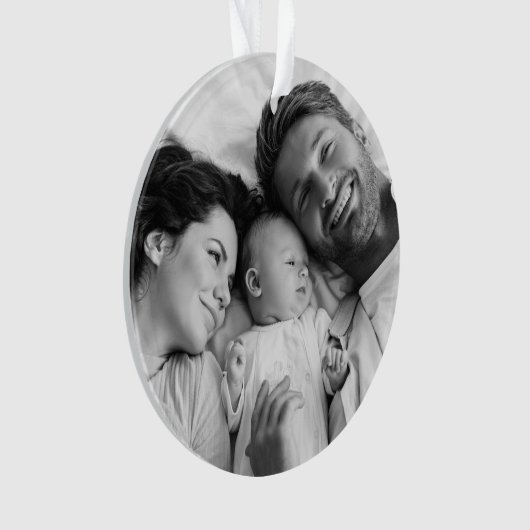 家族のクリスマス |オモダンレスタイリッシュンジ赤写真 オーナメント (正面)