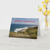 家族のクリスマス サマー オーシャン ビーチ カスタム カード (黄色い花)