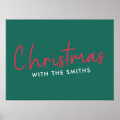 家族のクリスマス |スタイリッシュトレンディーフォレストグリーン ポスター (正面)