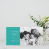 家族のクリスマス |ターコイズモダンティール(緑がかった色)写真 シーズンカード (スタンド正面)