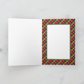 家族のクリスマス　チェック柄の写真　ホリデー ポストカード (内部)