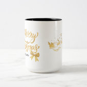 家族のクリスマス | ミニマモダンリスト | パーソナライズ ツートーンマグカップ (中央)