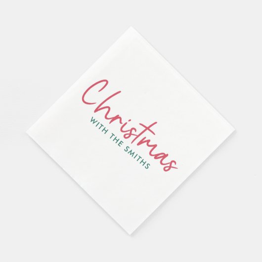 家族のクリスマス |ミニマルモダンリストの姓 スタンダードランチョンナプキン (角)