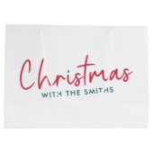 家族のクリスマス |ミニマルモダンリストの姓 ラージペーパーバッグ (裏面)
