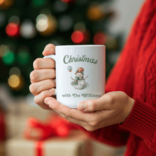 家族のクリスマス  雪だるまファミリ名 コーヒーマグカップ