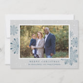 家族のクリスマス 雪の結晶 ホリデー フォトカード シーズンカード (正面)