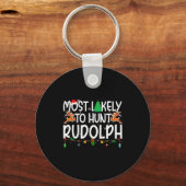 家族のクリスマス Xmas ルドルフを狩る可能性が最も高い キーホルダー (正面)