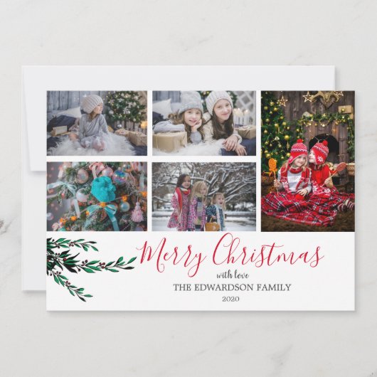家族のコラージュの果実をクリスマスにする シーズンカード (正面)