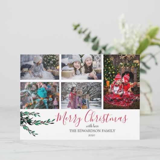 家族のコラージュの果実をクリスマスにする シーズンカード (スタンド正面)