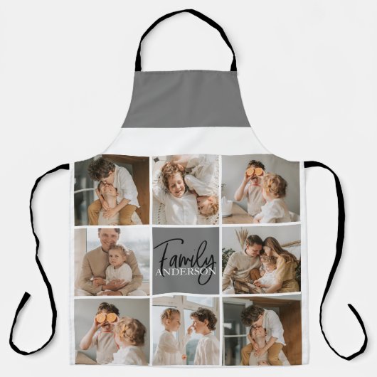 家族のコラージュ写真とグパーソナライズされたレーギフト エプロン (正面)
