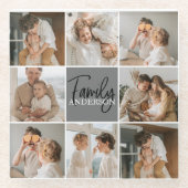 家族のコラージュ写真とグパーソナライズされたレーギフト ガラスコースター (正面)