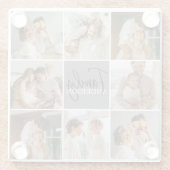 家族のコラージュ写真とグパーソナライズされたレーギフト ガラスコースター (裏面)