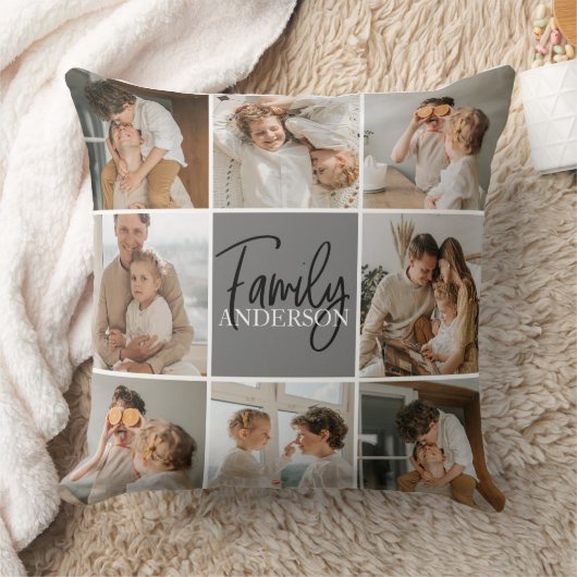 家族のコラージュ写真とグパーソナライズされたレーギフト クッション (ブランケット)