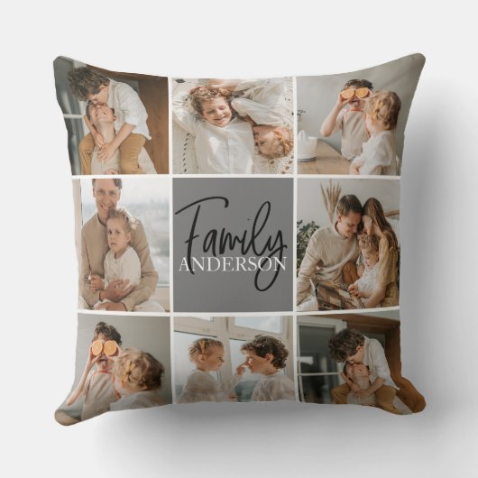 家族のコラージュ写真とグパーソナライズされたレーギフト クッション (裏面)