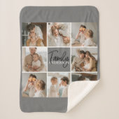 家族のコラージュ写真とグパーソナライズされたレーギフト シェルパブランケット (正面)