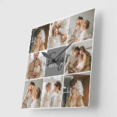 家族のコラージュ写真とグパーソナライズされたレーギフト スクエア壁時計 (傾斜)