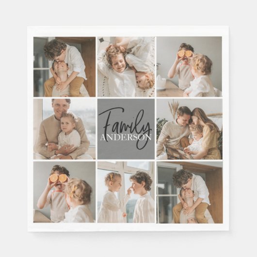 家族のコラージュ写真とグパーソナライズされたレーギフト スタンダードランチョンナプキン (正面)