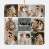 家族のコラージュ写真とグパーソナライズされたレーギフト セラミックオーナメント (裏面)