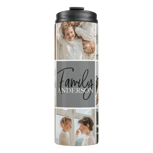 家族のコラージュ写真とグパーソナライズされたレーギフト タンブラー (正面)