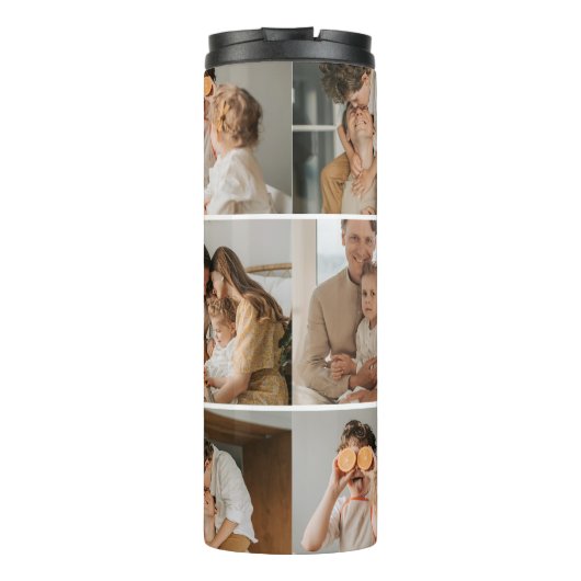 家族のコラージュ写真とグパーソナライズされたレーギフト タンブラー (裏面)