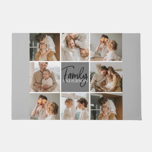 家族のコラージュ写真とグパーソナライズされたレーギフト ドアマット (正面)