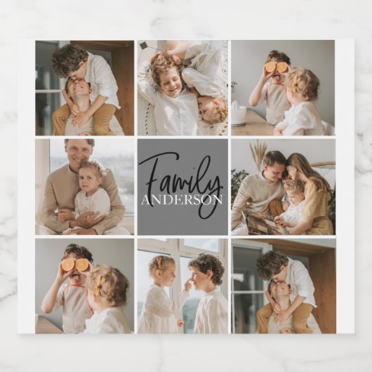 家族のコラージュ写真とグパーソナライズされたレーギフト ビールラベル (シングルラベル)