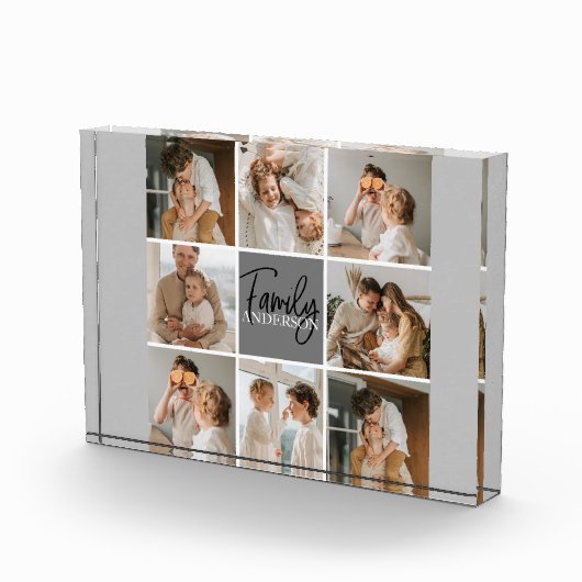 家族のコラージュ写真とグパーソナライズされたレーギフト フォトブロック (右)