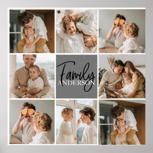 家族のコラージュ写真とグパーソナライズされたレーギフト ポスター (正面)