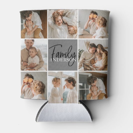 家族のコラージュ写真とグパーソナライズされたレーギフト 缶クーラー (正面)