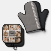 家族のコラージュ写真とグパーソナライズされたレーギフト 鍋つかみ&鍋敷きセット (正面/裏面)