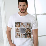 家族のコラージュ写真とグパーソナライズされたレーギフト Tシャツ<br><div class="desc">8枚の写真とパーソナライズされた美しい家族のコラージュを作成し、グレーの家族の名パーソナライズされた前を伴う。この思ユニークいやりある贈り物は、特別な瞬間を記念し、家族の愛と絆祝を記念するのに最適である。コラージュは、大切な思い出やマイルストーンを展示し厳選されたて、提供できる8つの慎重な写真を備えている。家族の休暇、誕生日、結婚式、日常の瞬間など、このコラージュは彼らをディスプレイに集め素晴らしる。コラージュの中心に位置する家名は上品にグレーでデザインされ、パーソナライゼーションのtouchを加え、本当に特別な記念の品となる。グレーの色は家の装飾を補完し、どの部屋でも誇らしく表示できる汎用性と時代を超越した作品。</div>