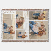 家族のコラージュ写真 スローブランケット (正面)