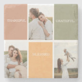 家族のコラージュ写真 |感謝賛美感謝 ストーンコースター (正面)