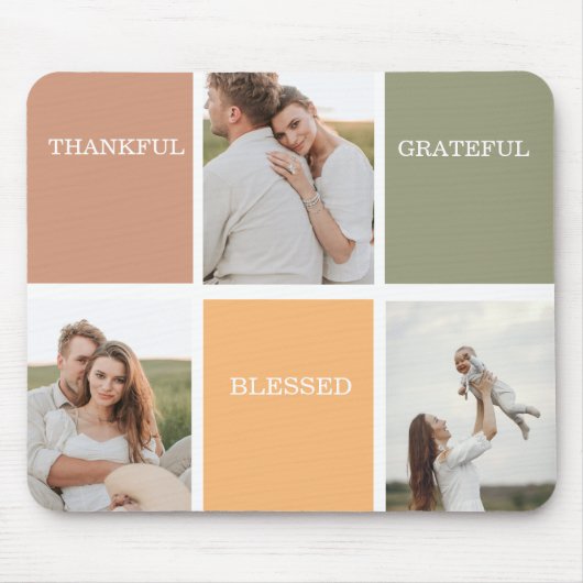 家族のコラージュ写真 |感謝賛美感謝 マウスパッド (正面)