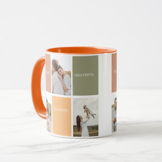 家族のコラージュ写真 |感謝賛美感謝 マグカップ (正面左)