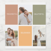家族のコラージュ写真 |感謝賛美感謝 ワインラベル (シングルラベル)