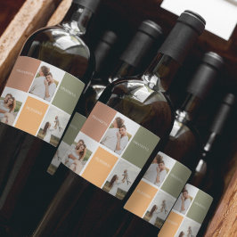 家族のコラージュ写真 |感謝賛美感謝 ワインラベル