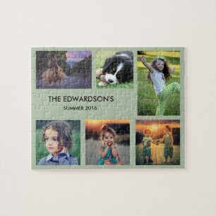 家族のコラージュ6つの写真および姓 ジグソーパズル