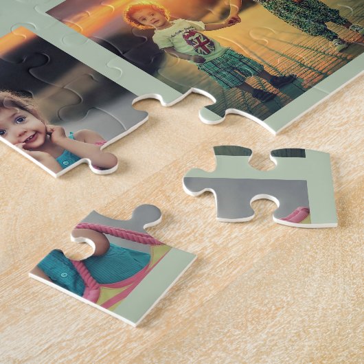 家族のコラージュ6つの写真および姓 ジグソーパズル (側面)