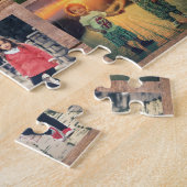 家族のコラージュ6枚の写真と家名 ジグソーパズル (側面)